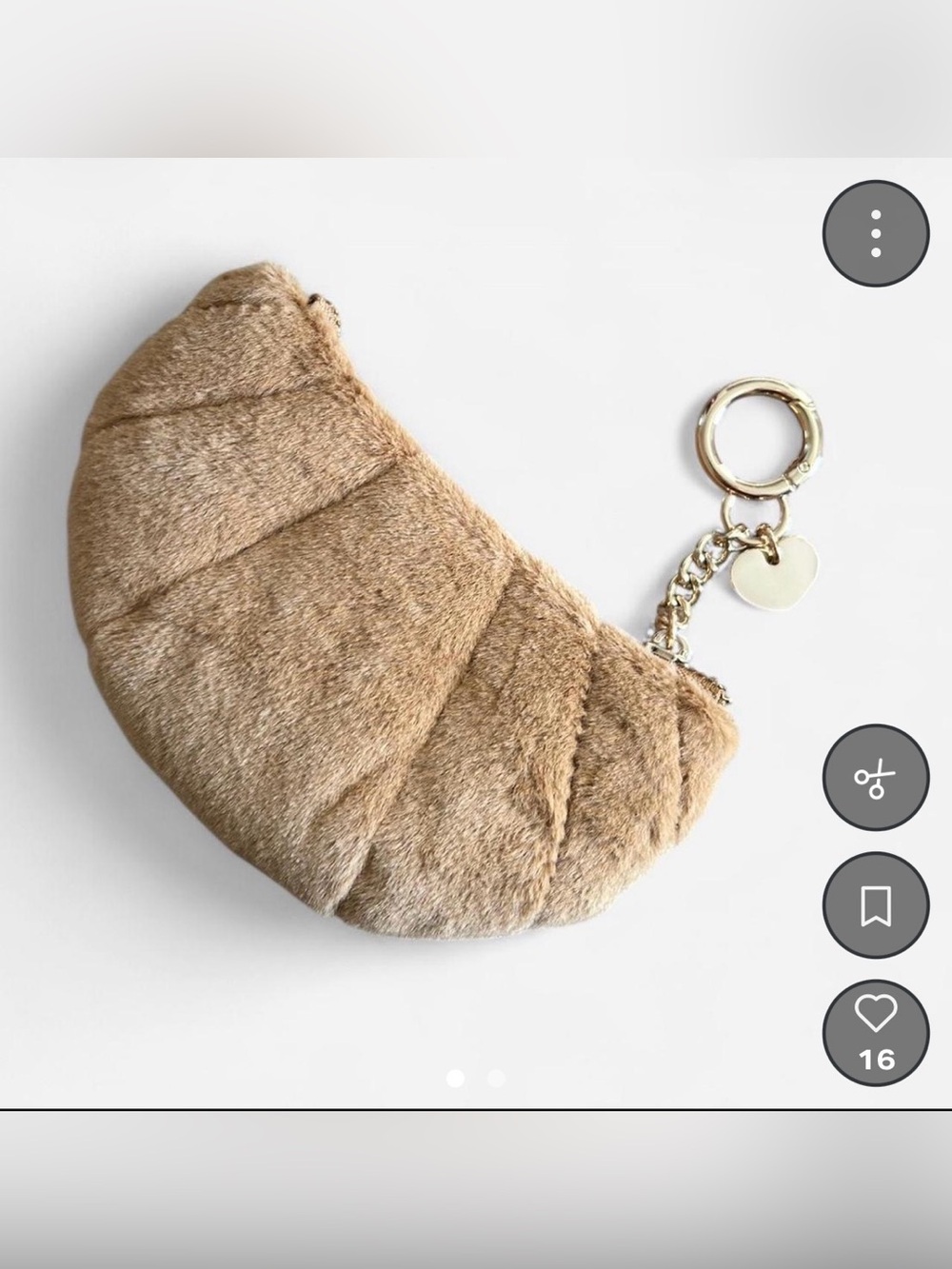 a new day Faux Fur Croissant Coin Pouch in Light Brown with Gold Keyring